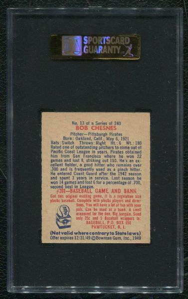 1949 Bowman #13 Bob Chesnes SGC 88