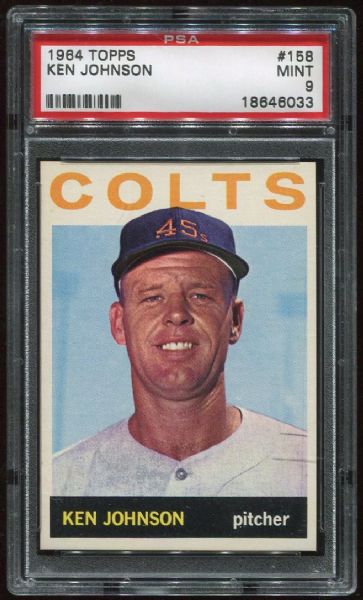 1964 Topps #158 Ken Johnson PSA 9