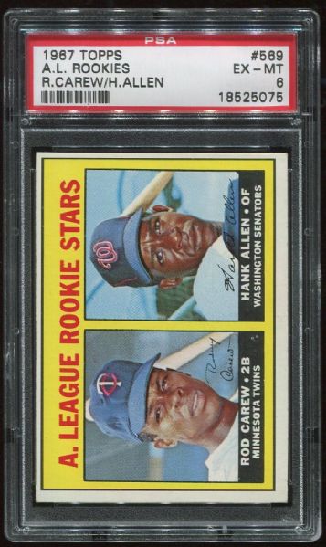 1967 Topps #569 AL Rookies with Rod Carew PSA 6