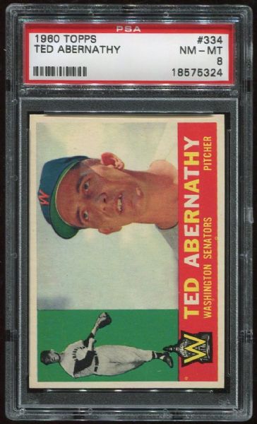 1960 Topps #334 Ted Abernathy PSA 8