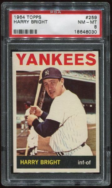 1964 Topps #259 Harry Bright PSA 8