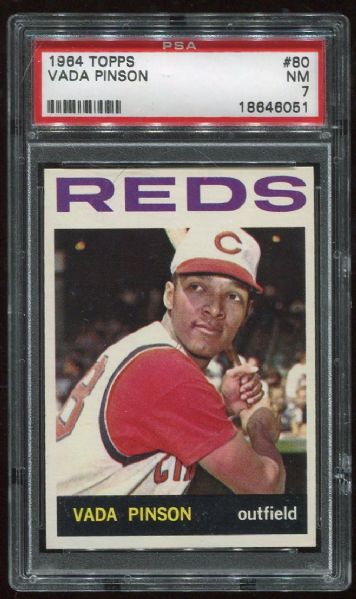 1964 Topps #80 Vada Pinson PSA 7