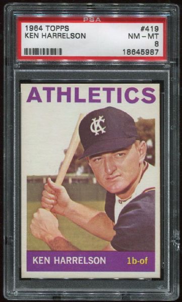 1964 Topps #419 Ken Harrelson PSA 8