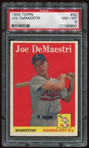 1958 Topps #62 Joe DeMaestri PSA 8