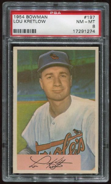 1954 Bowman #197 Lou Kretlow PSA 8