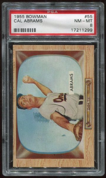 1955 Bowman #55 Cal Abrams PSA 8