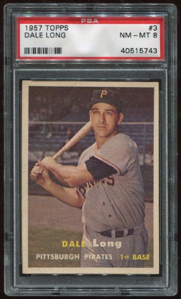 1957 Topps #3 Dale Long PSA 8