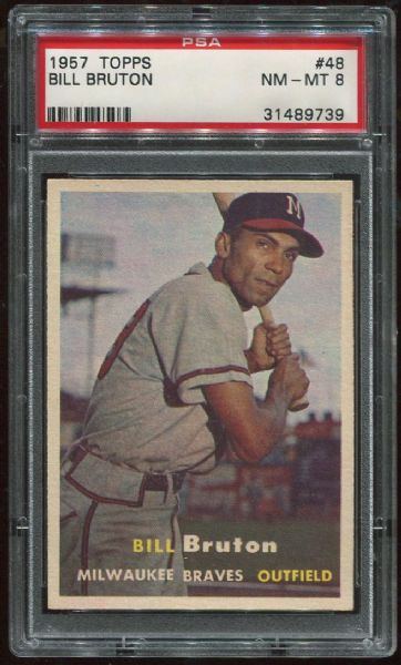 1957 Topps #48 Bill Bruton PSA 8