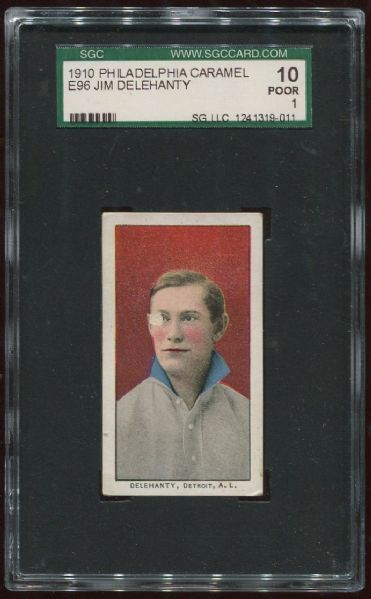 1910 E96 Philadelphia Caramel Jim Delehanty SGC 10