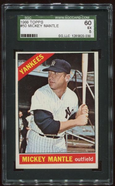 1966 Topps #50 Mickey Mantle SGC 60