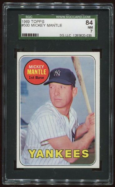 1969 Topps #500 Mickey Mantle SGC 84