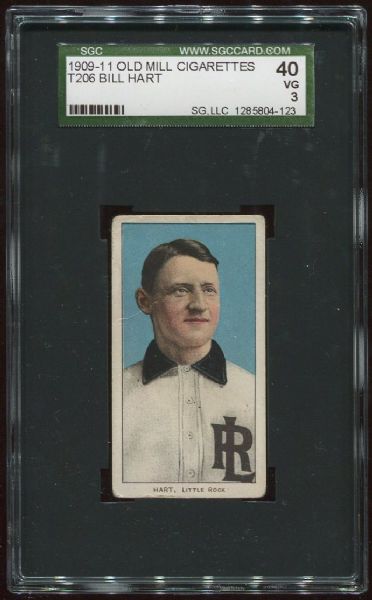 1909-11 T206 Old Mill Bill Hart Southern Leaguer SGC 40