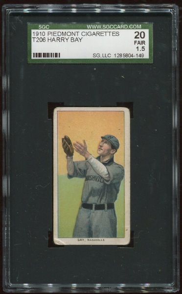 1909-11 T206 Piedmont Harry Bay Southern Leaguer SGC 20