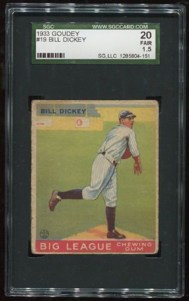 1933 Goudey #19 Bill Dickey SGC 20