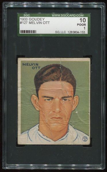 1933 Goudey #127 Melvin Ott SGC 10