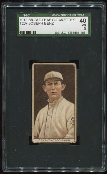 1912 T207 Broadleaf Joseph Benz SGC 40