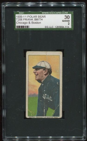 1909-11 T206 Polar Bear Frank Smith Chicago & Boston SGC 30