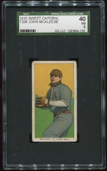 1909-11 T206 Sweet Caporal John McAleese SGC 40