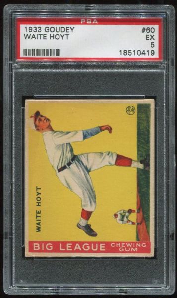 1933 Goudey #60 Waite Hoyt PSA 5
