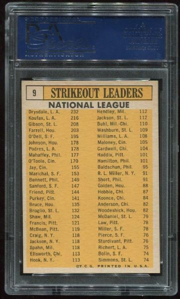 1963 Topps #9 NL Strikeout Leaders PSA 8.5