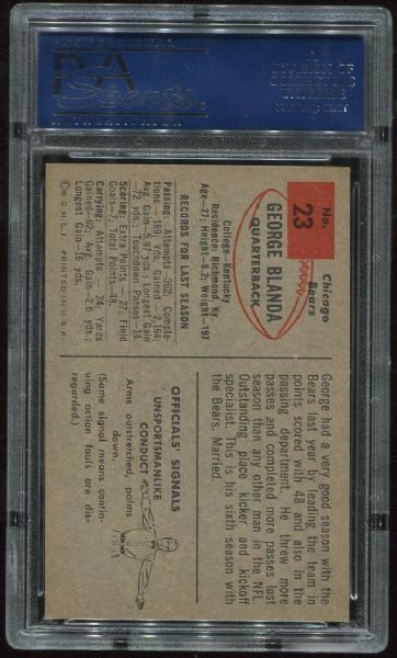 1954 Bowman #23 George Blanda Rookie PSA 7