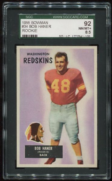 1955 Bowman #34 Bob Haner SGC 92