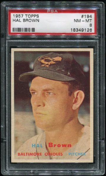 1957 Topps #194 Hal Brown PSA 8