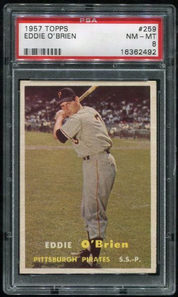 1957 Topps #259 Eddie O'Brien PSA 8