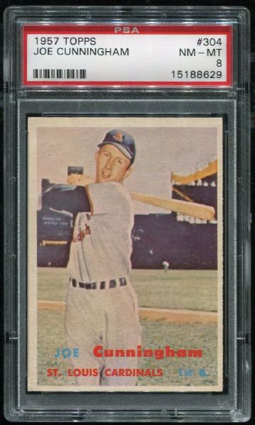 1957 Topps #304 Joe Cunningham PSA 8