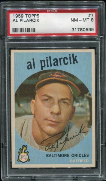 1959 Topps #7 Al Pilarcik PSA 8