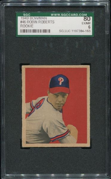 1949 Bowman #46 Robin Roberts Rookie SGC 80