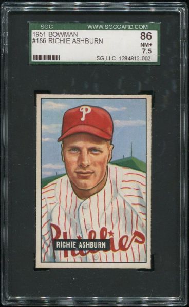 1951 Bowman #186 Richie Ashburn SGC 86