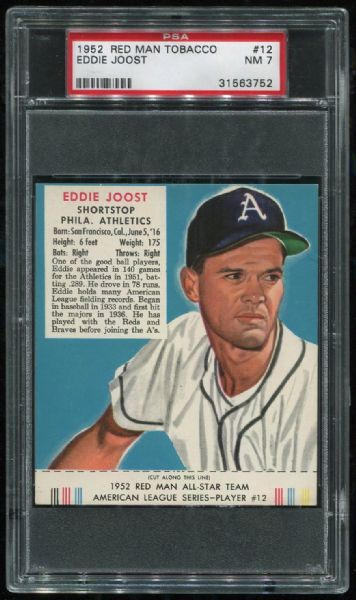 1952 Red Man Tobacco #12 Eddie Joost PSA 7