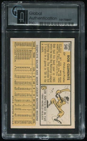 1963 Topps #540 Roberto Clemente GAI 8.5
