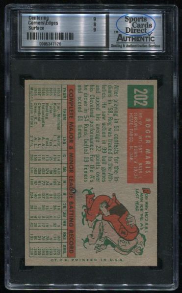 1959 Topps #202 Roger Maris SCD 8.5