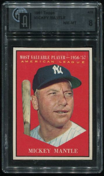 1961 Topps #475 Mickey Mantle MVP GAI 8