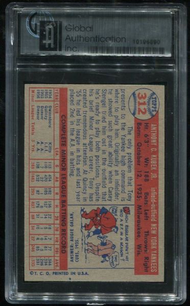 1957 Topps #312 Tony Kubek GAI 8