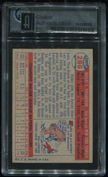 1957 Topps #286 Bobby Richardson GAI 8.5