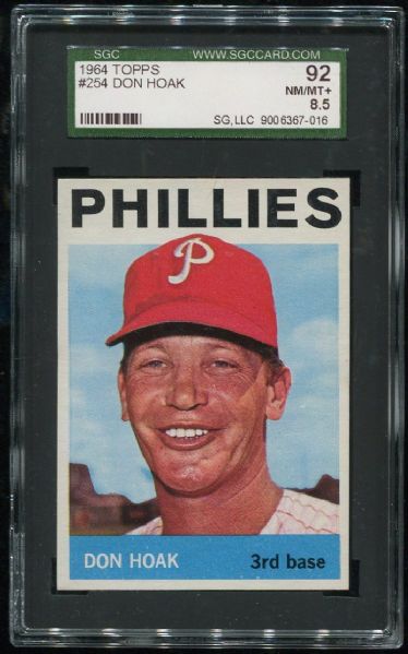 1964 Topps #254 Don Hoak SGC 92