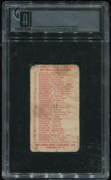 1910 E96 Philadelphia Caramel Mike Mowrey GAI 1
