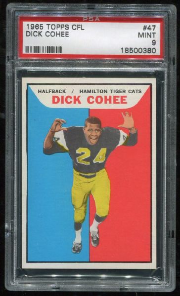1965 Topps CFL #47 Dick Cohee PSA 9 Pop 2