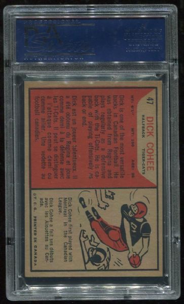 1965 Topps CFL #47 Dick Cohee PSA 9 Pop 2