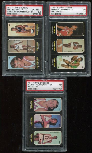 1971 Topps Stickers Trios Lot of 10 Assorted PSA 6-7 With Stars