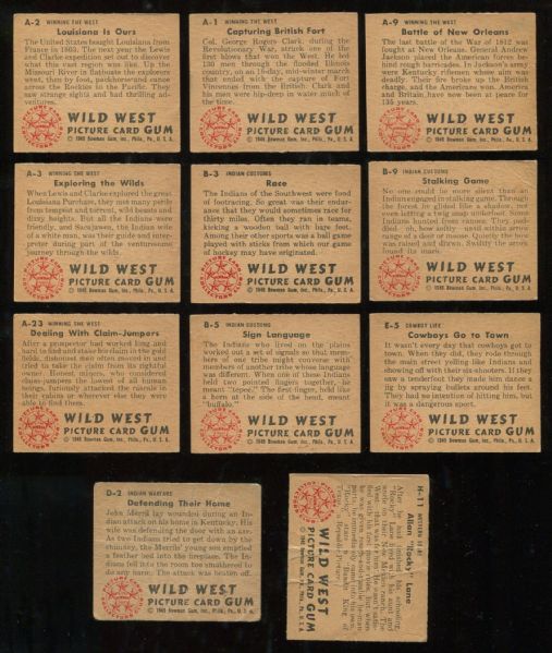 1949 Bowman Wild West Lot of 11 Assorted