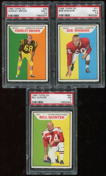 1965 Topps CFL Lot of 32 Assorted with 6 PSA Graded