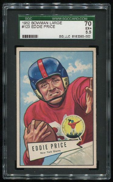 1952 Bowman Large #123 Eddie Price SGC 70