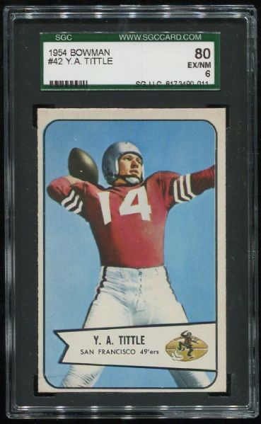 1954 Bowman #42 Y.A. Tittle SGC 80