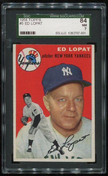 1954 Topps #5 Ed Lopat SGC 84