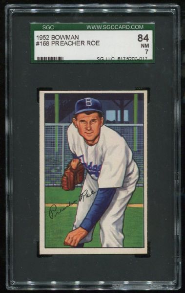 1952 Bowman #168 Preacher Roe SGC 84