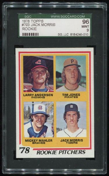 1978 Topps #703 Jack Morris Rookie SGC 96